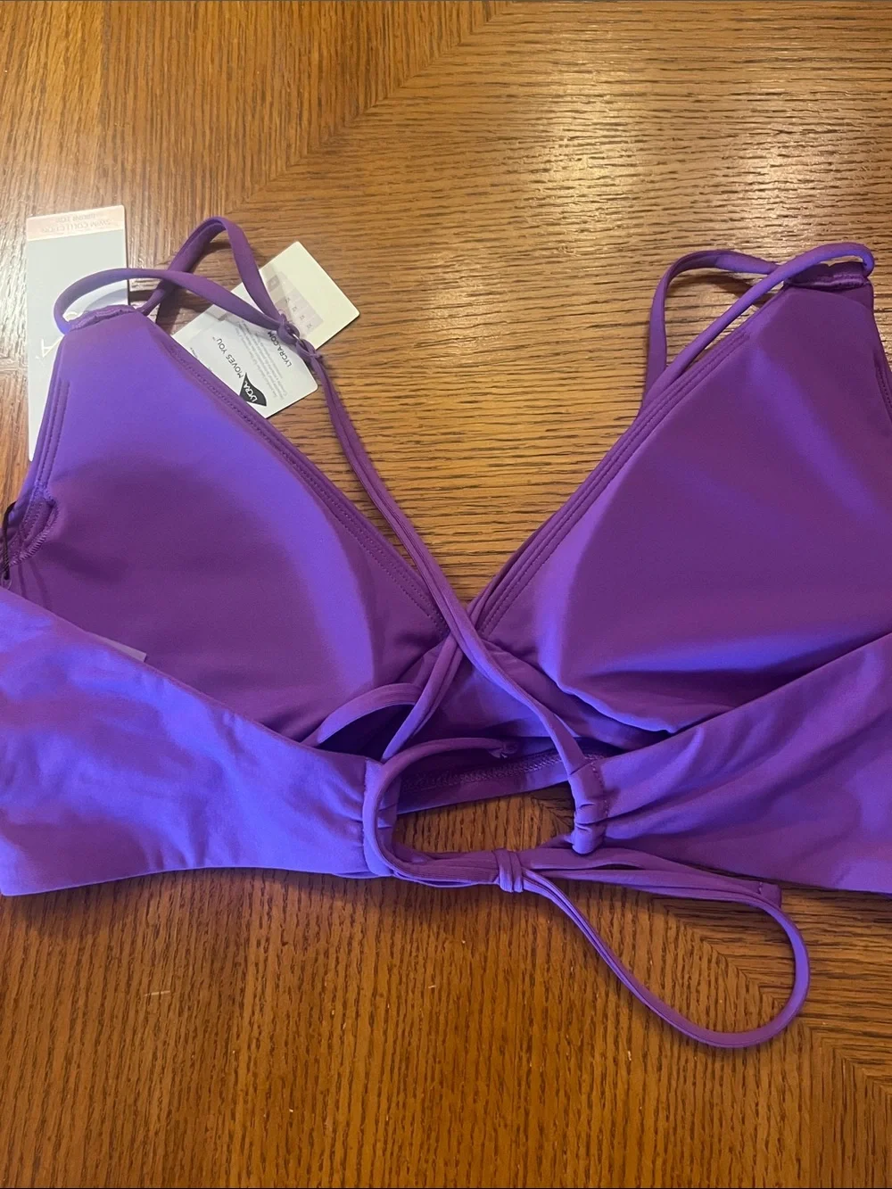 Calia Purple Triangle Bralette - swim bikini top size Large - Picture 4 of 6